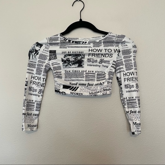 New in package shein newspaper print crop top sz.6Y - Picture 1 of 3